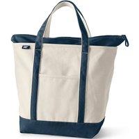 Lands' End Women's Large Zip Top Canvas Tote Bag in Mid Navy