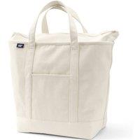 Lands' End Women's Large Zip Top Canvas Tote Bag in Natural