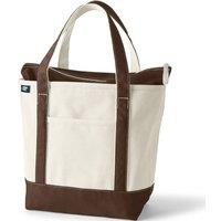 Lands' End Women's Medium Zip Top Canvas Tote Bag in Dark Brown