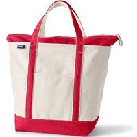 Lands' End Women's Large Zip Top Canvas Tote Bag in Red