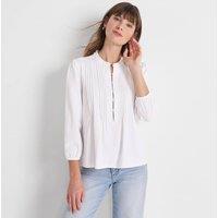 Lands' End Women's Cotton Modal Three Quarter Sleeve Pintuck Top in White | Size: 10-12