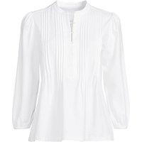 Lands' End Women's Plus Cotton Modal Three Quarter Sleeve Pintuck Top in White | Size: 24-26