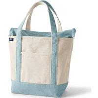 Lands' End Women's Medium Zip Top Canvas Tote Bag in Teal