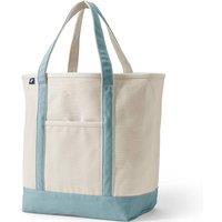Lands' End Women's Large Open Top Canvas Tote Bag in Teal