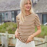 Lands' End Women's Supima Short Sleeve Crew Neck T-shirt in Light Brown | Size: 8