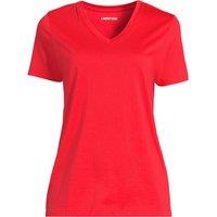 Lands' End Women's Petite Supima Short Sleeve V-neck T-shirt in Scarlet | Size: 14-16