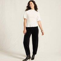 Lands' End Women's Silky Knit Bubble Sleeve Smocked Mock Neck in Black | Size: 14-16