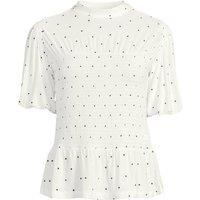 Lands' End Women's Plus Silky Knit Bubble Sleeve Smocked Mock Neck in Ivory | Size: 28-30
