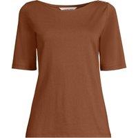 Lands' End Women's Plus Single Knit Supima Boatneck Button Shoulder Tee in Burnt Orange | Size: 28-30