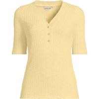 Lands' End Women's Plus Elbow Sleeve Rib Knit Henley Top in Yellow | Size: 28-30