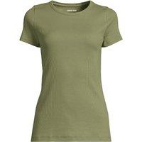 Lands' End Women's Micro Rib Crew Neck T-shirt in Olive | Size: 16-18