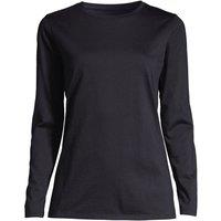 Lands' End Women's Petite Supima Long Sleeve Crew Neck T-shirt in Black | Size: 10-12