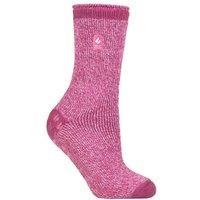 SOCKSHOP Heat Holders Women's 1 Pair 2.3 TOG Plain & Patterned Slipper Socks in Pink | Size: 4-8