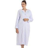 Camille Women's Classic Supersoft Fleece Zip Up Housecoat in Baby Blue | Size: 22-24