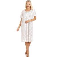 Camille Women's Floral Pinstriped Short Sleeve Nightdress in Pink | Size: 10-12