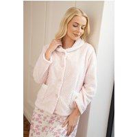 Camille Women's Supersoft Button Front Bed Jacket in Pink | Size: 18-20