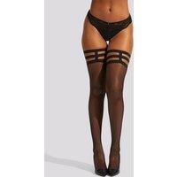 Ann Summers Women's Leg Harness Fishnet Hold Ups in Black | Size: Medium