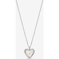 Inicio Women's Sterling Silver Plated Mother of Pearl Heart Pendant - Gift Pouch