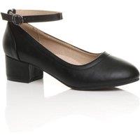 AJVANI Women's Low Heel Ankle Strap Court Shoes in Black | Size: 3