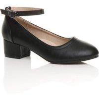 AJVANI Women's Low Heel Ankle Strap Court Shoes in Black | Size: 4