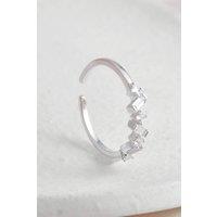 Mia Gioielli Women's Sterling Silver Baguette CZ Adjustable Ring