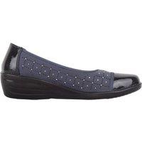 ABSOLUTE FOOTWEAR Women's Slip On Casual Formal Work School Wedge Shoes with Diamante Design in Navy | Size: 5
