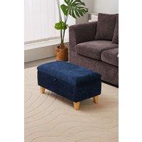 Living and Home Chenille Upholstered Storage Ottoman in Indigo | Size: Large