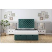 Comfort Beds Winslow Plush Ottoman Bed Base-26 Strutted Headboard in Emerald | Size: Small Double