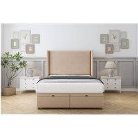 Comfort Beds Madrid Plush Ottoman Bed Base-54 Wingback Headboard in Stone | Size: Small Double