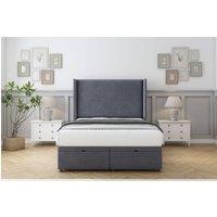 Comfort Beds Madrid Plush Ottoman Bed Base-54 Wingback Headboard in Dark Grey | Size: Small Double