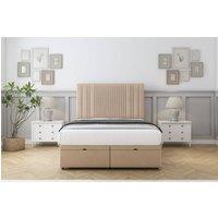 Comfort Beds The Foxy Plush Ottoman Bed Base-26 Strutted Headboard in Stone | Size: Super King