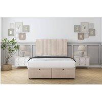 Comfort Beds Lorenzo Naples Ottoman Bed Base-26 Strutted Headboard in Light Sand | Size: Small Double