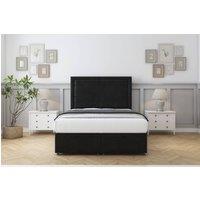 Comfort Beds Anna Plush Ottoman Bed Base-54 Floor Standing Headboard in Black | Size: Small Double