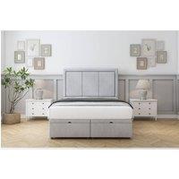 Comfort Beds Savoy Naples Ottoman Bed Base-26 Strutted Headboard in Silver | Size: Small Double