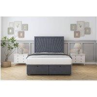 Comfort Beds Kensington Plush Ottoman Bed Base-54 Floor Standing Headboard in Dark Grey | Size: Small Double