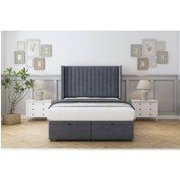 Comfort Beds Chester Plush Ottoman Bed Base-54 Wingback Headboard in Dark Grey | Size: Small Single