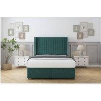 Comfort Beds Chester Plush Ottoman Bed Base-54 Wingback Headboard in Emerald | Size: Small Double