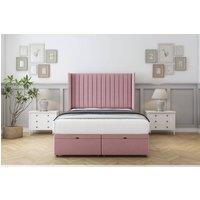 Comfort Beds Chester Plush Ottoman Bed Base-54 Wingback Headboard in Pink | Size: Small Single