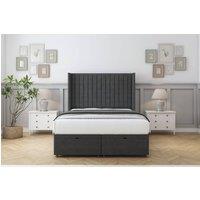 Comfort Beds Chester Dumfries Ottoman Bed Base-54 Wingback Headboard in Dark Grey | Size: Small Double