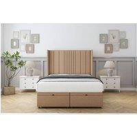 Comfort Beds Grace Dumfries Ottoman Bed Base-54 Wingback Headboard in Light Brown | Size: Super King