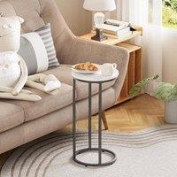 Huhote C Shaped End Table Side Table SofaTable Metal Frame Black Coffee Table