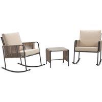 Teamson Home Outdoor Garden Table & Rocking Chair Furniture Set, Beige