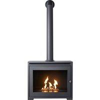 OKO Bio Ethanol Fires OKO S6 Bio Ethanol Stove with Extra Tall Angled Metal Stove Pipe in Grey