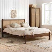 Birlea Double Rattan Bed Frame Walnut Croxley 4FT6 Double 135cm in Brown