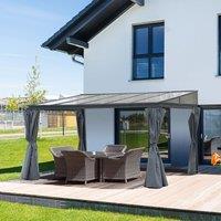 OUTSUNNY Outdoor Pergola Gazebo Party Tent Sun Shelter 4 x 3m with Curtain in Grey