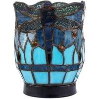 Happy Homewares Classic Dragonfly Tiffany Uplighter Lamp in Coloured Stained Glass in Blue