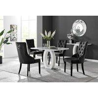 FurnitureboxUK Giovani 4 Grey Dining Table & 4 Belgravia Black Leg Chairs