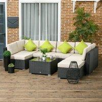 OUTSUNNY 8 Pieces Patio Rattan Sofa Set Garden Furniture Set for Outdoor in Black