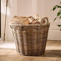 Dibor Traditional Natural Rattan & Seagrass Log Basket H41 x W53cm