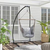 OUTSUNNY Hammock Chair Stand with Metal Frame C Shape Hammock Stand Only in Black